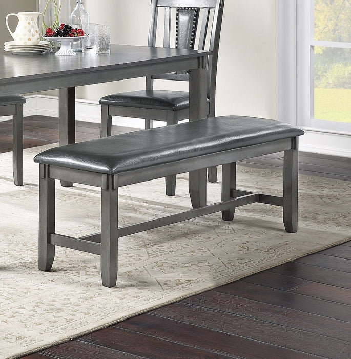 Dining Room Furniture Gray Color 6 Pieces Set Dining Table 4 X Side Chairs And A Bench Solid Wood Rubberwood And Veneers