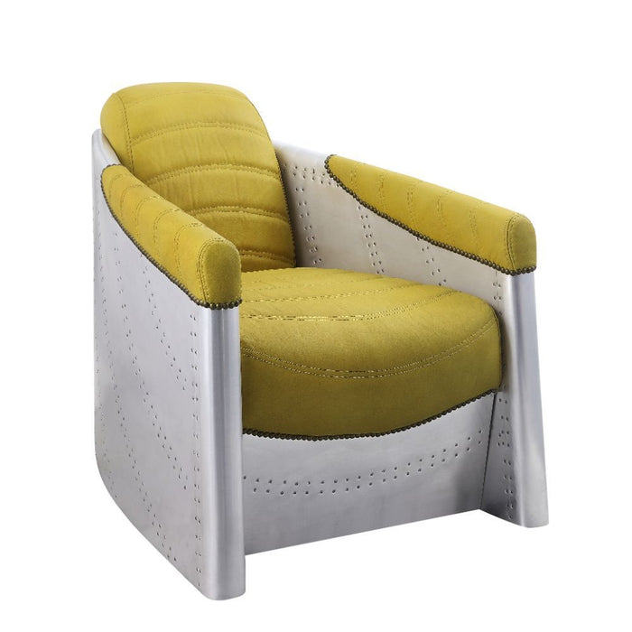 Brancaster - Accent Chair - Yellow Top Grain Leather & Aluminum Unique Piece Furniture