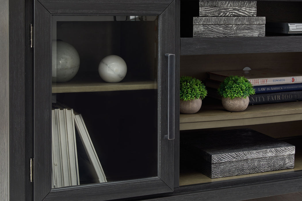 Foyland - Black / Brown - Xl TV Stand W/Fireplace Option Unique Piece Furniture