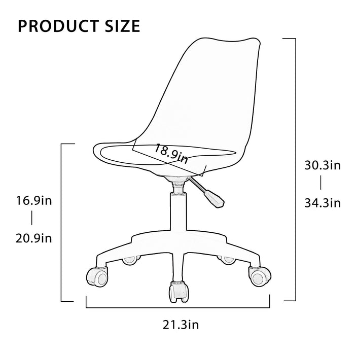 Modern Home Office Desk Chairs, Adjustable 360 В°Swivel Chair Engineering Plastic Armless Swivel Computer Chair With Wheels For, Bed Room Office Hotel Dining Room And Transparent Color