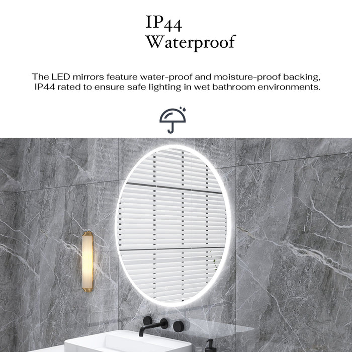 32" Round Wall - Mounted Dimmable LED Bathroom Vanity Mirror With Defogger, Bluetooth Music Speaker - Silver