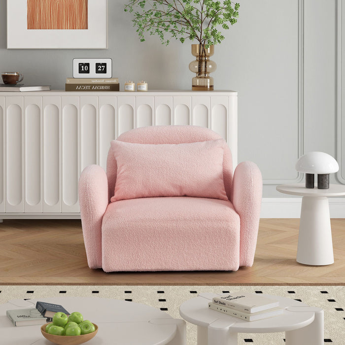 Living Room Furniture Lazy Sofa Chair Teddy Fabric Pink