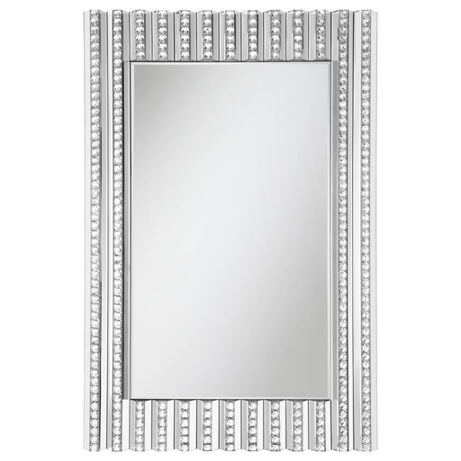 Aideen - Rectangular Wall Mirror With Vertical Stripes Of Faux Crystals Unique Piece Furniture