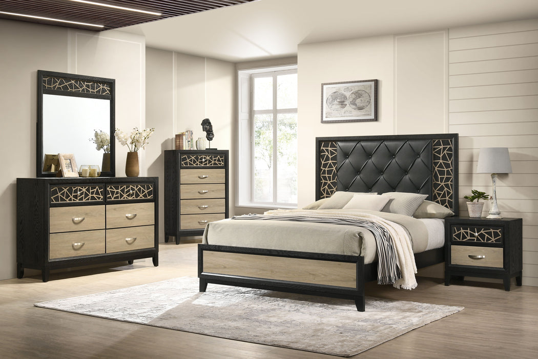 Selena Modern & Contemporary King Bed Made With Wood In Black And Natural