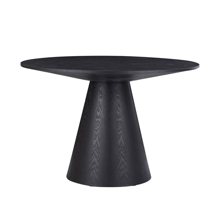 Round Dining Table, Modern Kitchen Table Circular MDF Finish Tabletop For Leisure Coffee Table, Black