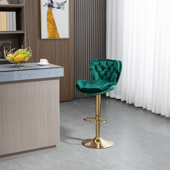 Coolmore Bar Stools With Back And Footrest Counter Height Dining Chairs (Set of 2) - Gold & Emerald