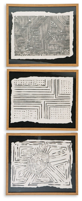 Wonderstow - Black / Beige - Wall Art Set (Set of 3) Unique Piece Furniture