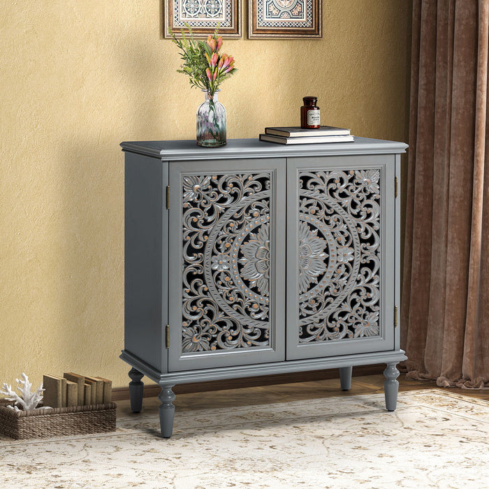 Melampous 32" Tall 2 - Door Accent Cabinet - Gray