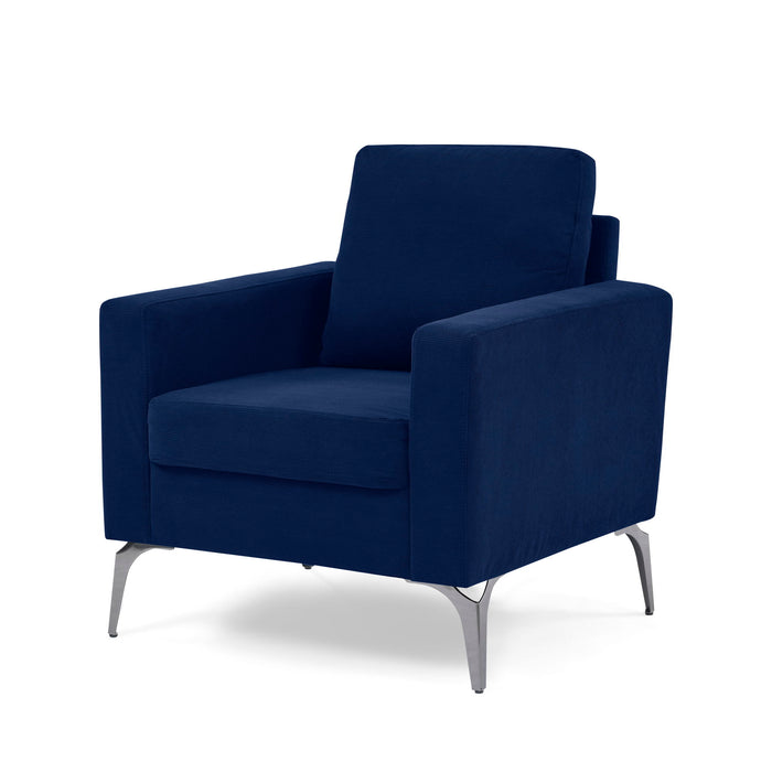 Sofa Chair, With Square Arms And Tight Back, Corduroy Navy