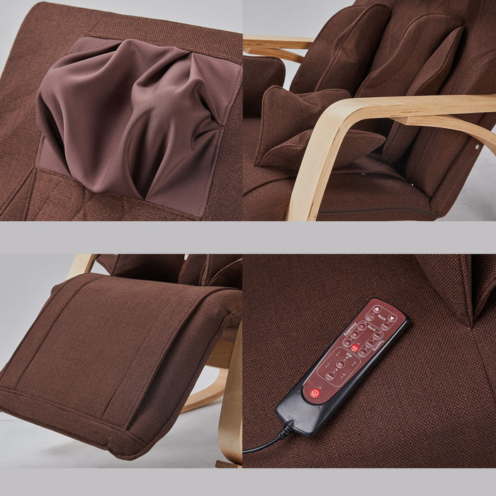 Full Massage Function - Air Pressure - Comfortable Relax Rocking Chair, Lounge Chair Relax Chair With Cotton Fabric Cushion Brown