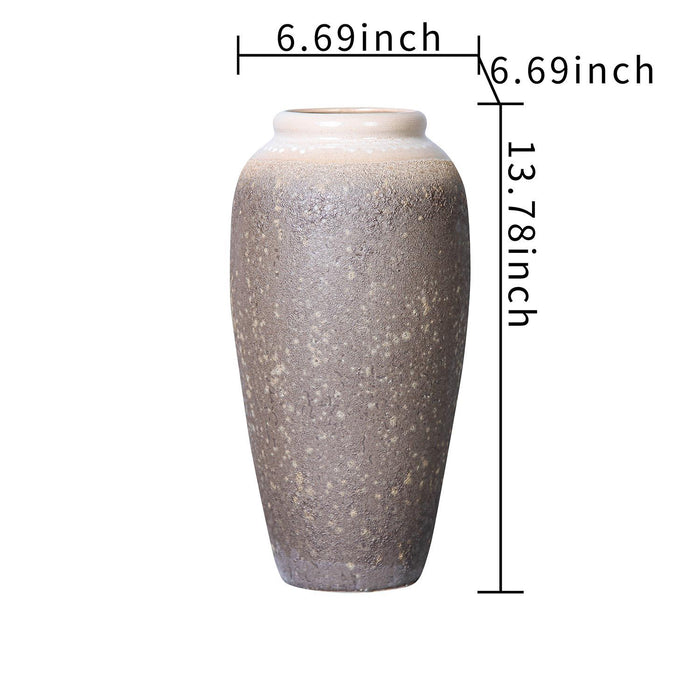 Vintage Sand Ceramic Vase 6.5"D X 13.5"H - Artisanal Piece For Your Home