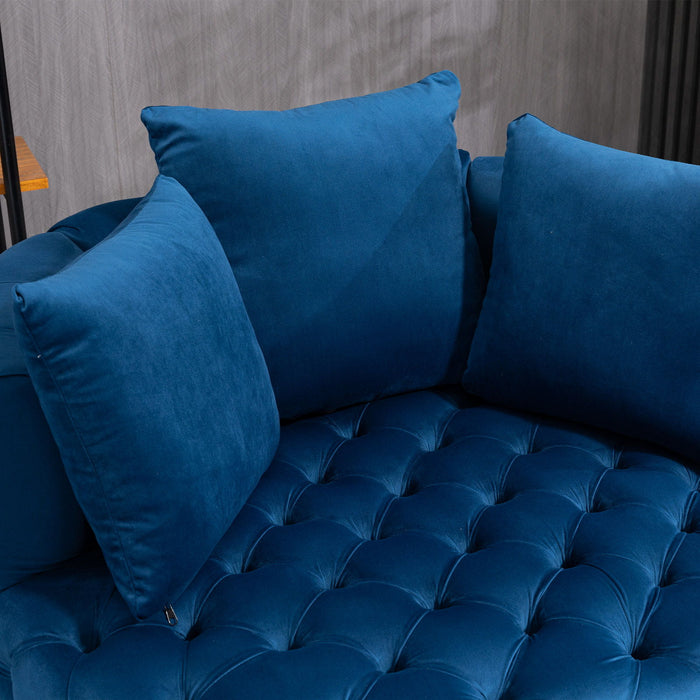 Accent Chair / Classical Barrel Chair For / Modern Leisure Sofa Chair (Blue)
