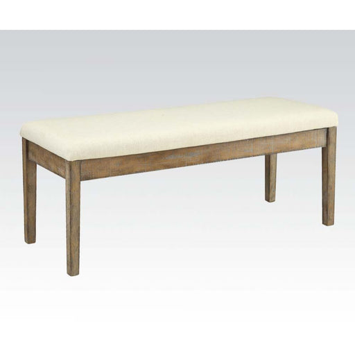 Claudia - Bench - Beige Linen & Salvage Brown Unique Piece Furniture