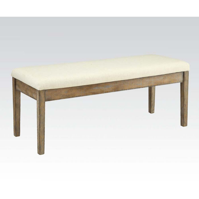 Claudia - Bench - Beige Linen & Salvage Brown Unique Piece Furniture