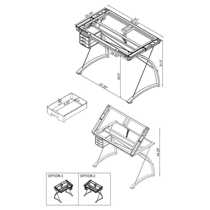 Melo - 3-Drawer Drafting Desk - Champagne Unique Piece Furniture