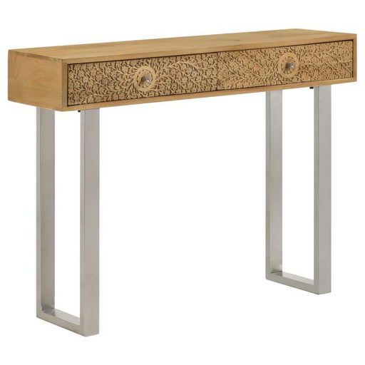 Draco - Console Table With Hand Carved Drawers - Natural Unique Piece Furniture