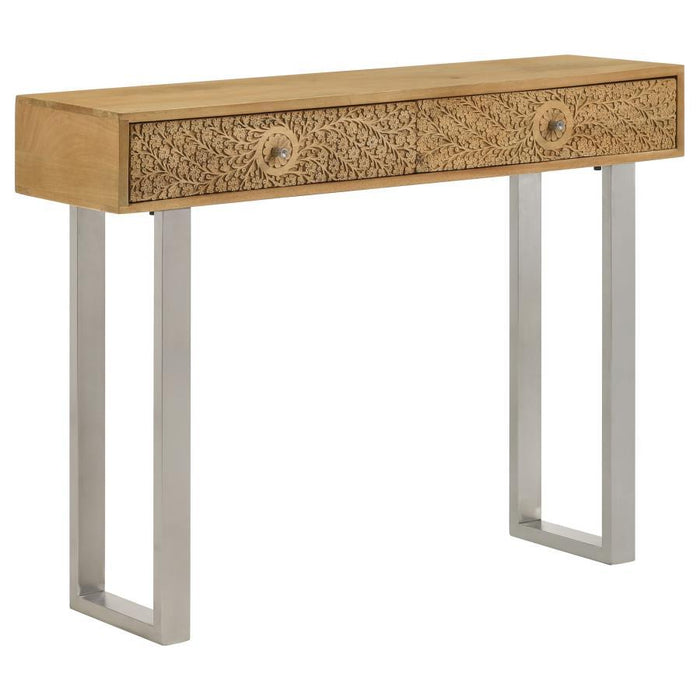 Draco - Console Table With Hand Carved Drawers - Natural Unique Piece Furniture