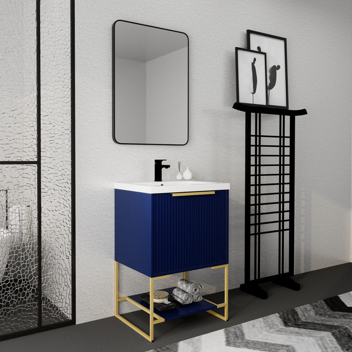Freestanding Bathroom Vanity, Resin Basin - Blue