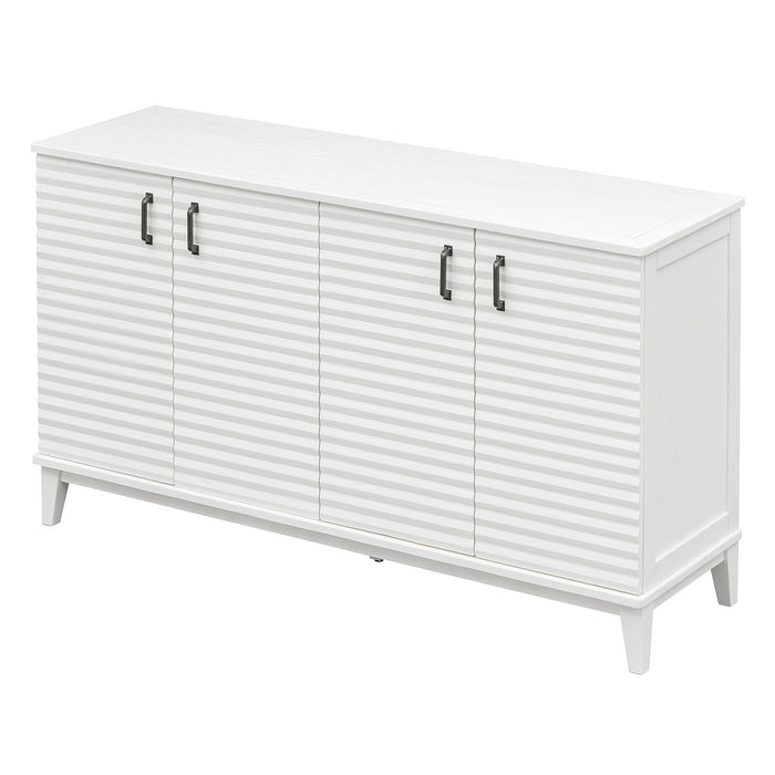 Trexm Sideboard With 4 Door Large Storage Buffet With Adjustable Shelves And Metal Handles For Kitchen, Living Room, Dining Room (Antique White)