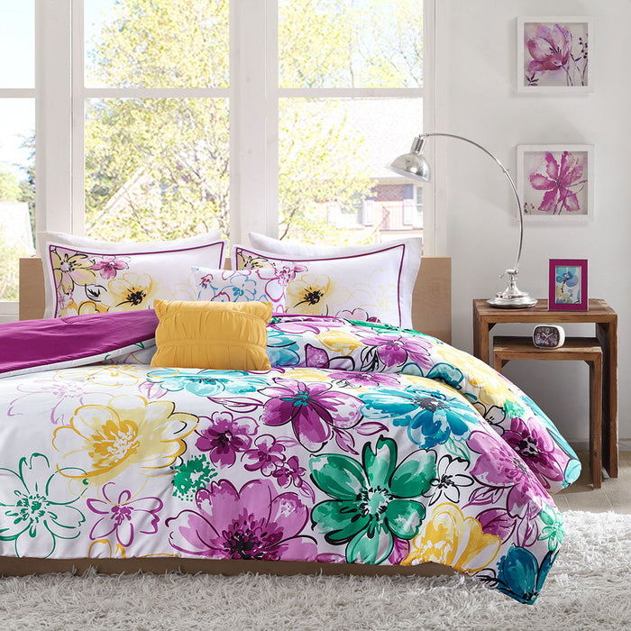 Floral Comforter Set - Blue