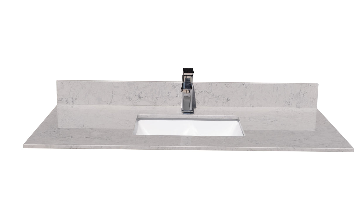 Montary 43" Bathroom Stone Vanity Top Calacatta Gray Engineered Marble Color With Undermount Ceramic Sink And Single Faucet Hole With Backsplash