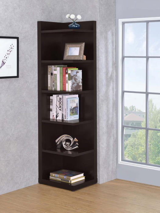 Alder - 6-Tier Corner Bookcase - Cappuccino Unique Piece Furniture