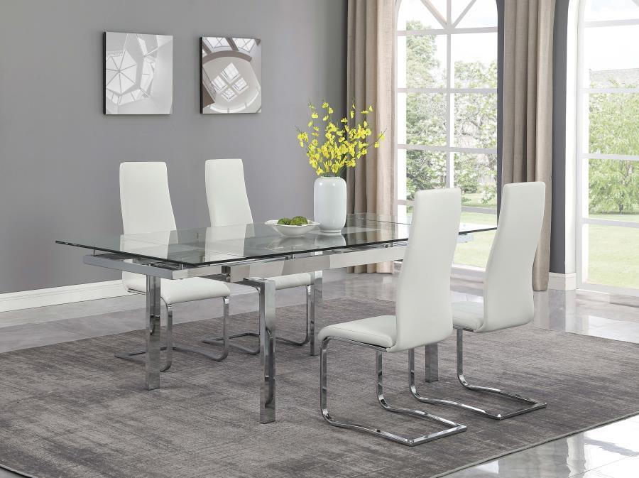 Wexford - Glass Top Dining Table With Extension Leaves - Chrome Unique Piece Furniture
