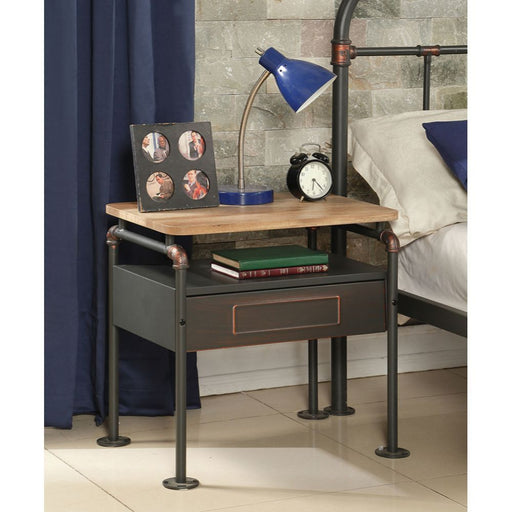 Nicipolis - Side Table - Antique Oak & Sandy Gray Unique Piece Furniture