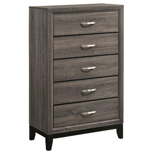 Watson - 5-Drawer Chest - Gray Oak And Black Unique Piece Furniture