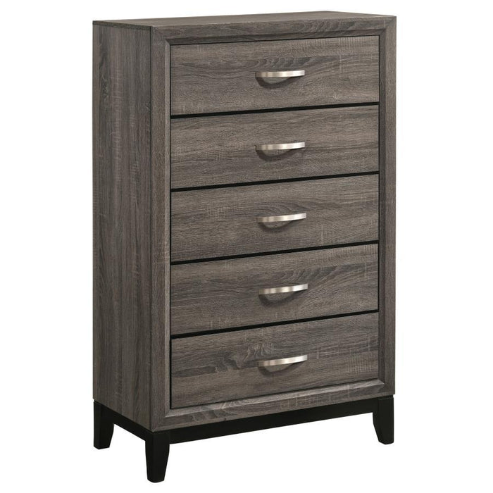 Watson - 5-Drawer Chest - Gray Oak And Black Unique Piece Furniture