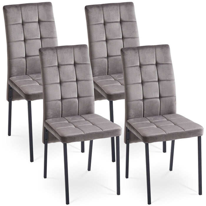 5 Piece Dining Set Including Grey Velvet High Back Nordic Dining Chair & Creative Design MDF Dining Table