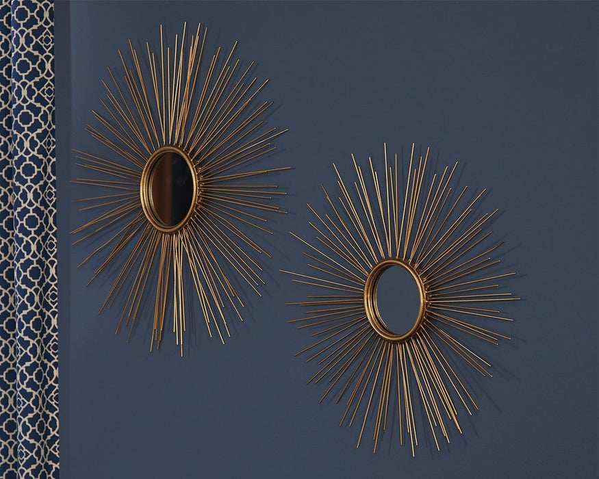 Doniel - Antique Gold Finish - Accent Mirror Set (Set of 2) The Unique Piece Furniture Furniture Store in Dallas, Ga serving Hiram, Acworth, Powder Creek Crossing, and Powder Springs Area