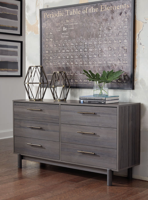Brymont - Dark Gray - Six Drawer Dresser - Sleek Unique Piece Furniture