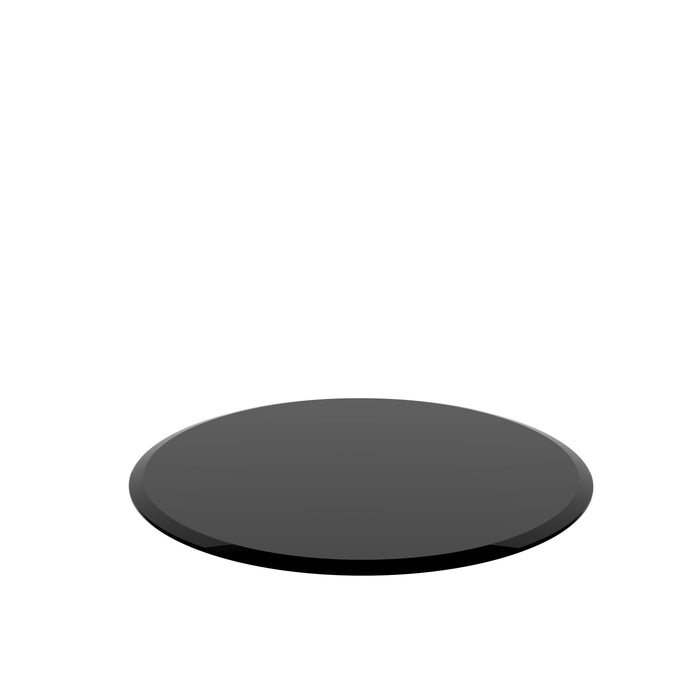 38.6" Round Tempered Glass Table Top Black Glass 1/2" Thick Beveled Polished Edge
