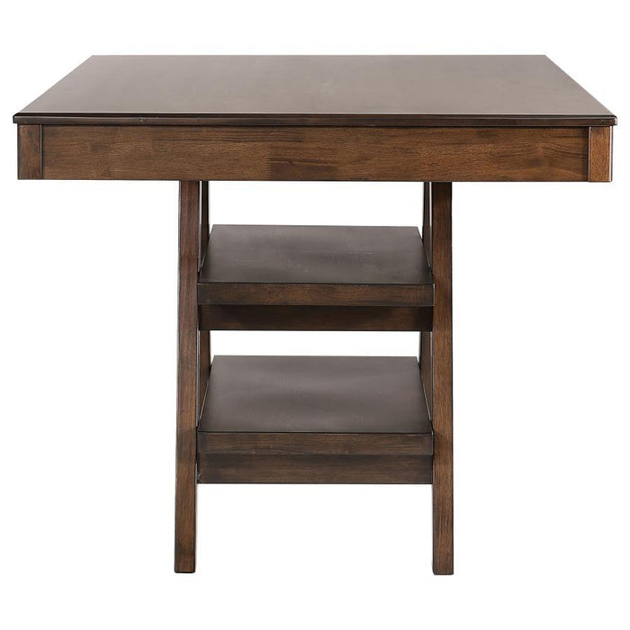 Dewey - 2-Drawer Counter Height Table With Open Shelves - Walnut Unique Piece Furniture