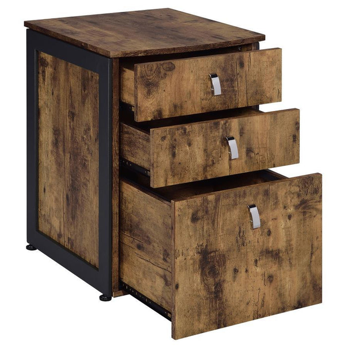 Estrella - 3-Drawer File Cabinet - Antique Nutmeg And Gunmetal Unique Piece Furniture