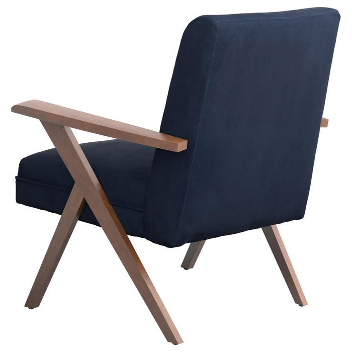 Cheryl - Wooden Arms Accent Chair - Dark Blue And Walnut Unique Piece Furniture