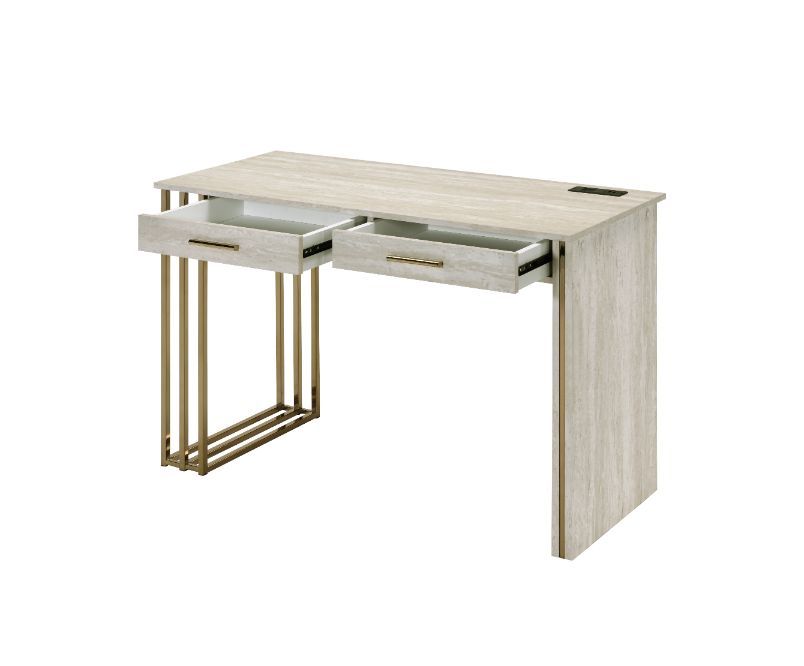 Tyeid - Desk - Antique White & Gold Finish Unique Piece Furniture