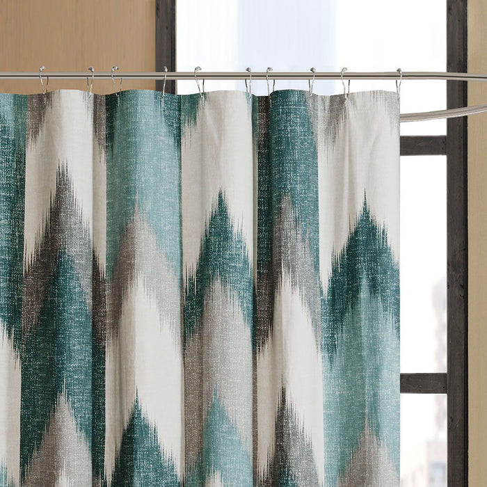 Cotton Printed Shower Curtain - Aqua