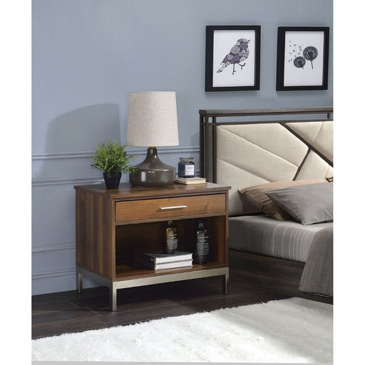 Sterret Accent Table - Walnut & Satin Plated Unique Piece Furniture