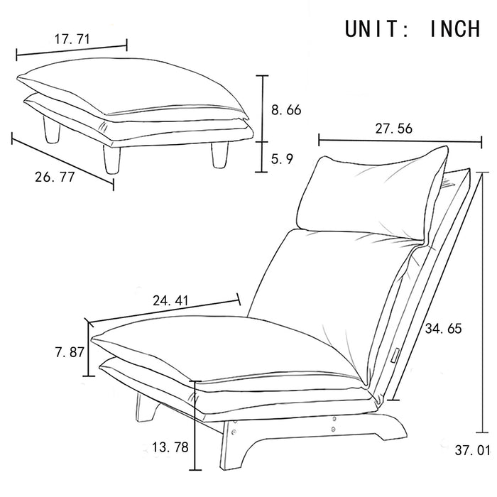 Lazy Sofa Balcony Leisure Chair Bedroom Sofa Chair Foldable Reclining Chair Leisure Single Sofa Functional Chair