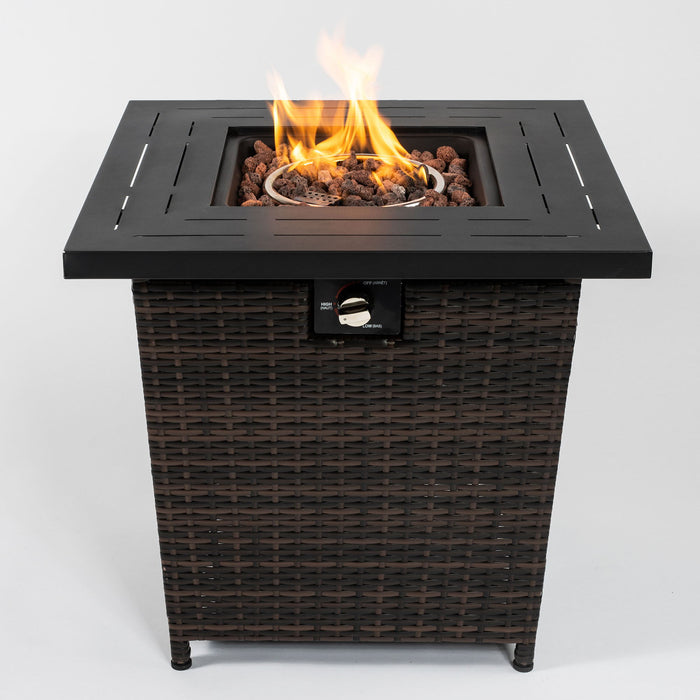 Wicker Square Fire Pit Table