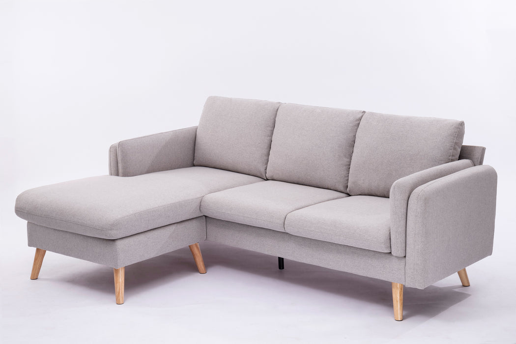 3020 L-Shaped Sofa With Footrests Can Be Left And Right Interchangeable Plus Double Armrests 84.6" Light Gray Cotton Sofa Suitable For Apartment