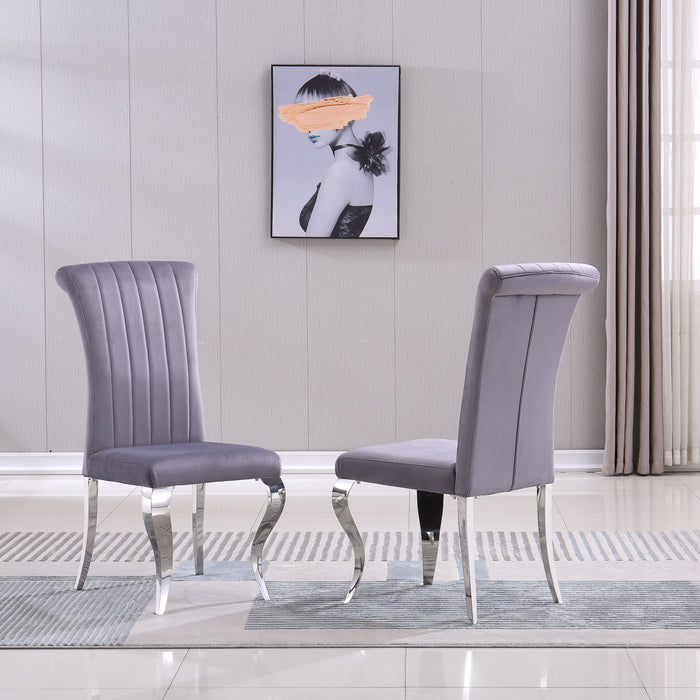 Modern Dining Chairs (Set of 2) Upholstered Accent Armless Chairs With Stripe Backrest