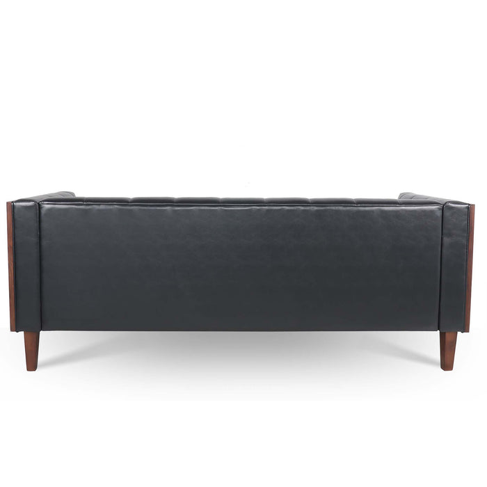 78.74" Wooden Decorated Arm 3 Seater Sofa - Black