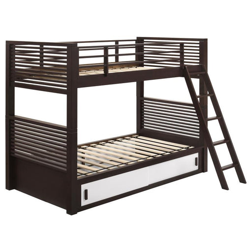 Oliver - Twin Over Twin Bunk Bed - Java Unique Piece Furniture