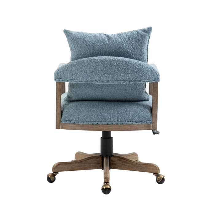Coolmore Computer Chair Office Chair Adjustable Swivel Chair Fabric Seat Home Study Chair - Light Blue