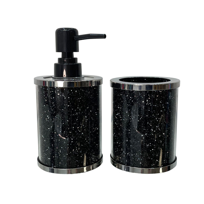 Ambrose Exquisite 2 Piece Soap Dispenser And Toothbrush Holder In Gift Box - Black
