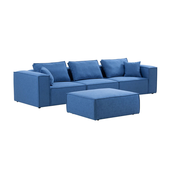 4 Piece Upholstered Sectional Sofa In Blue