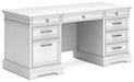 Kanwyn - Whitewash - Home Office Desk With Eight Drawers Unique Piece Furniture